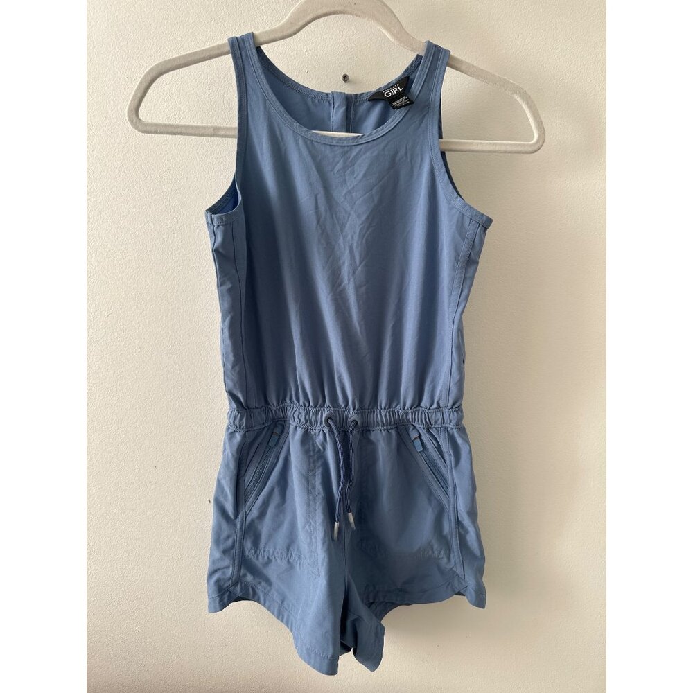 Athleta Girl Blue Romper M/8-10 Polyester/Spandex With Drawstring & Pockets